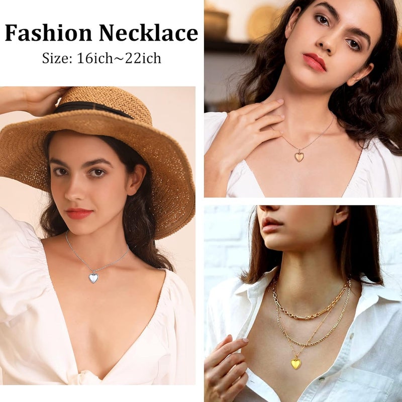 Bestyle Sterling Silver Heart Locket Necklace for Women, Dainty Cute Small Heart Locket Pendant in Gold/Rose Gold/Silver, Love Statement Jewelry Gift for Mother Wife - Image 3